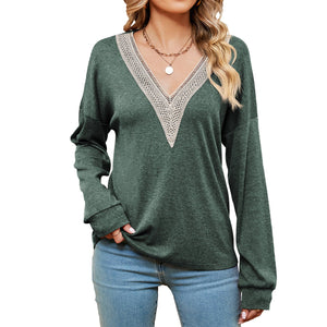 Women's Fashion Color Contrast Loose - fitting T-shirt Top - MISSCLAUS