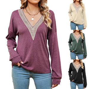 Women's Fashion Color Contrast Loose - fitting T-shirt Top - MISSCLAUS