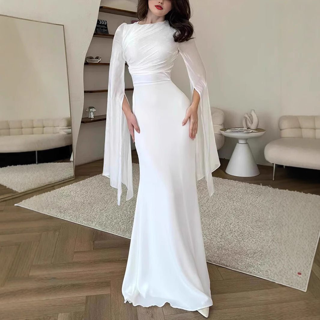 Women&#39;s Fashion Temperament Crew Neck Slim Fit Dress - MISSCLAUS