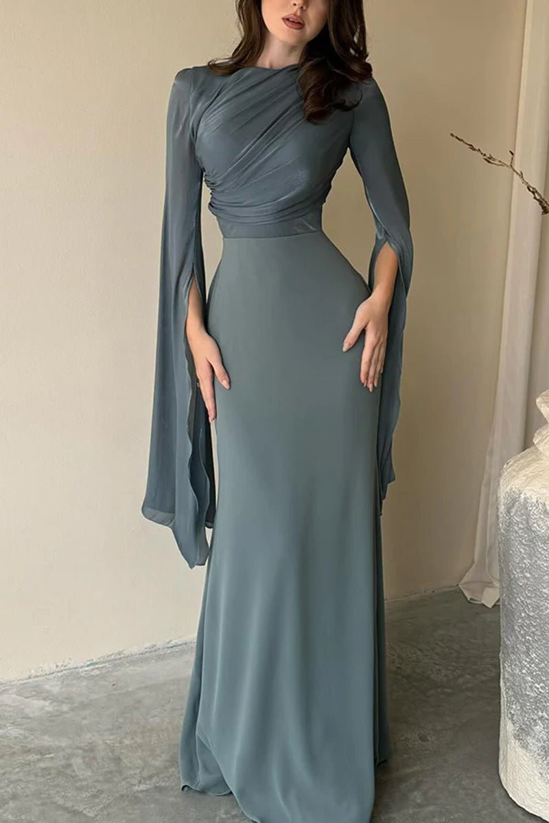 Women&#39;s Fashion Temperament Crew Neck Slim Fit Dress - MISSCLAUS