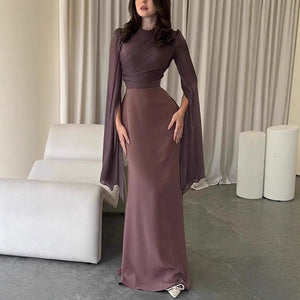 Women's Fashion Temperament Crew Neck Slim Fit Dress - MISSCLAUS
