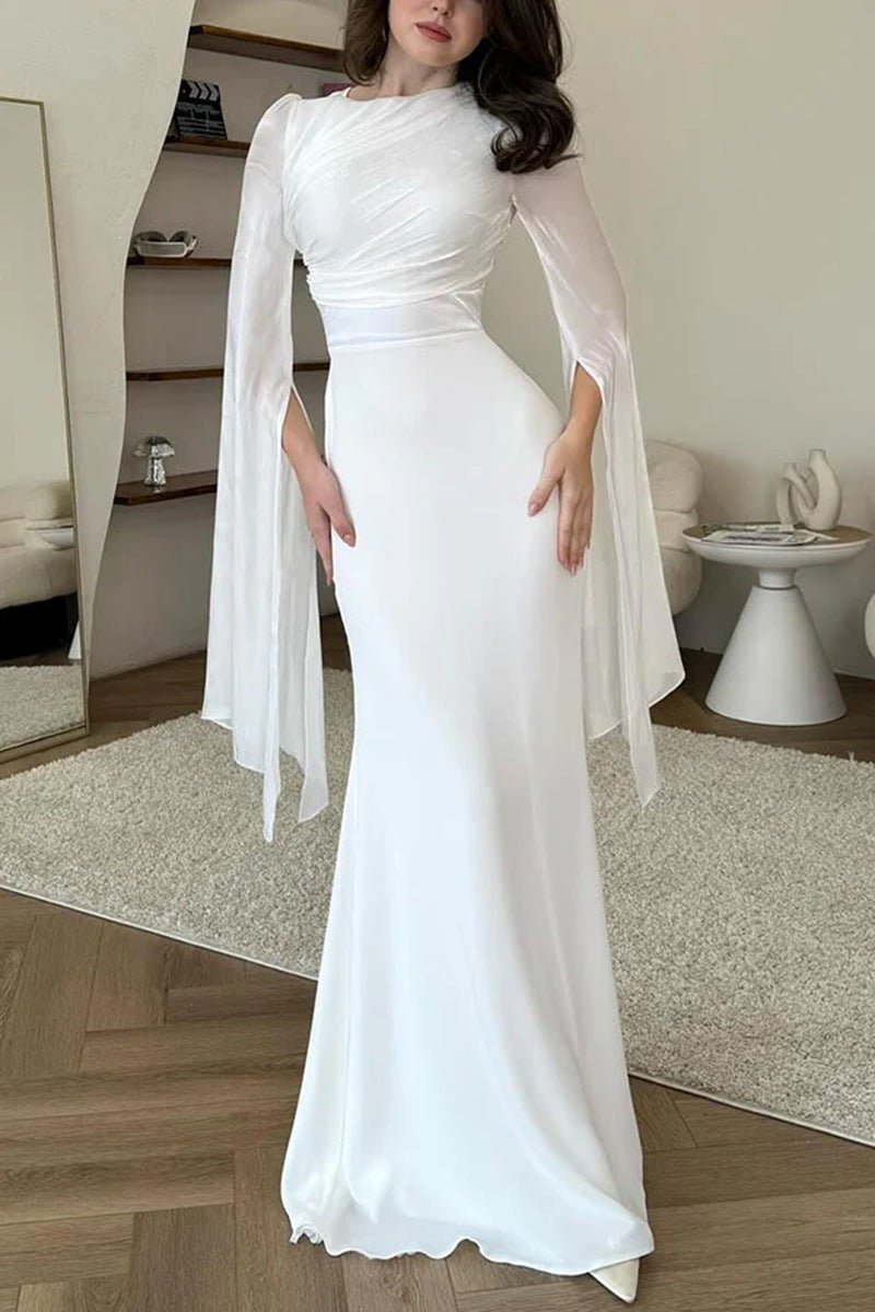 Women&#39;s Fashion Temperament Crew Neck Slim Fit Dress - MISSCLAUS