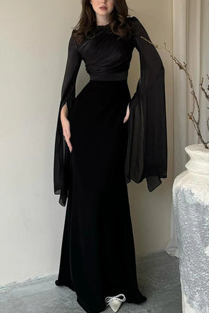 Women's Fashion Temperament Crew Neck Slim Fit Dress - MISSCLAUS