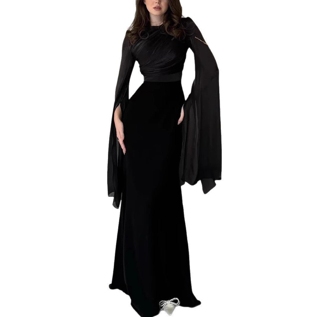 Women&#39;s Fashion Temperament Crew Neck Slim Fit Dress - MISSCLAUS