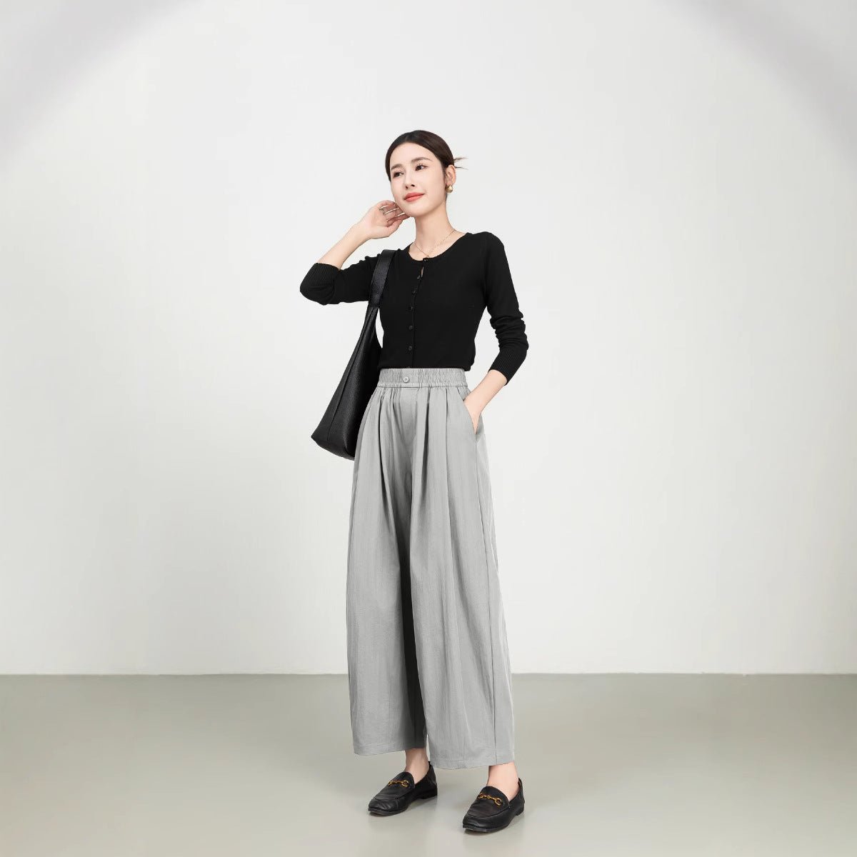 Women&#39;s Fine Twill Sandcard Elastic Waist Casual Pants - MISSCLAUS