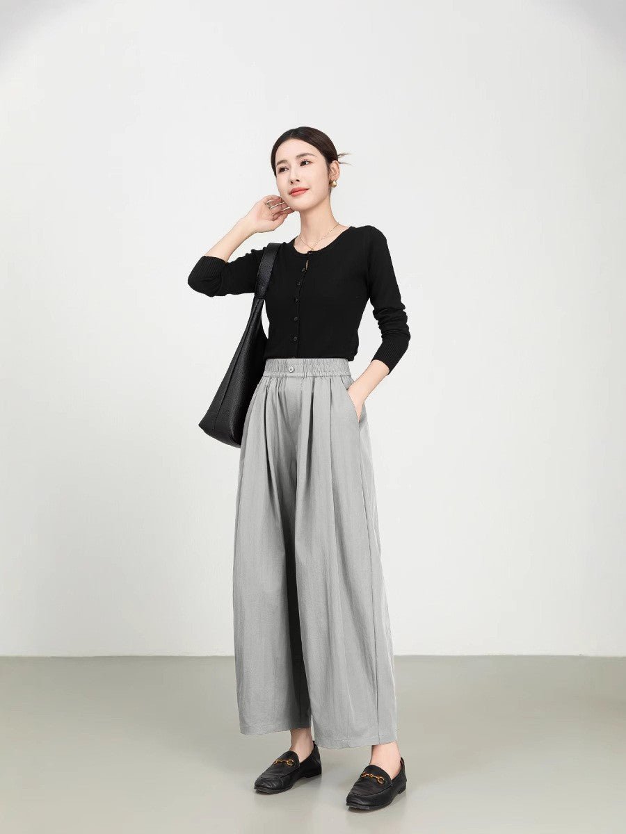 Women&#39;s Fine Twill Sandcard Elastic Waist Casual Pants - MISSCLAUS