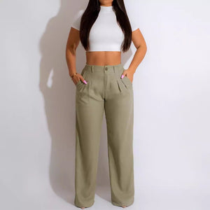 Women's Linen Cotton Casual Breathable Straight Trousers - MISSCLAUS