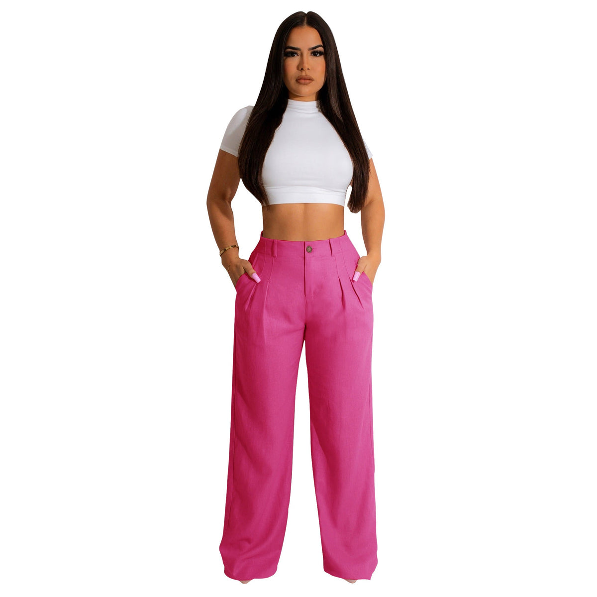 Women&#39;s Linen Cotton Casual Breathable Straight Trousers - MISSCLAUS
