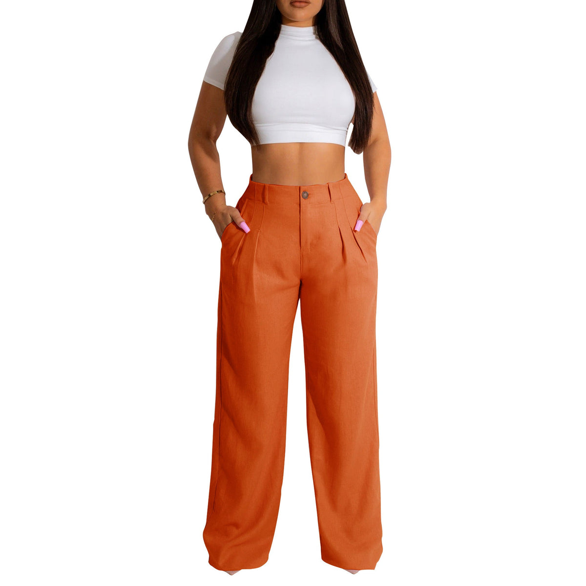 Women&#39;s Linen Cotton Casual Breathable Straight Trousers - MISSCLAUS